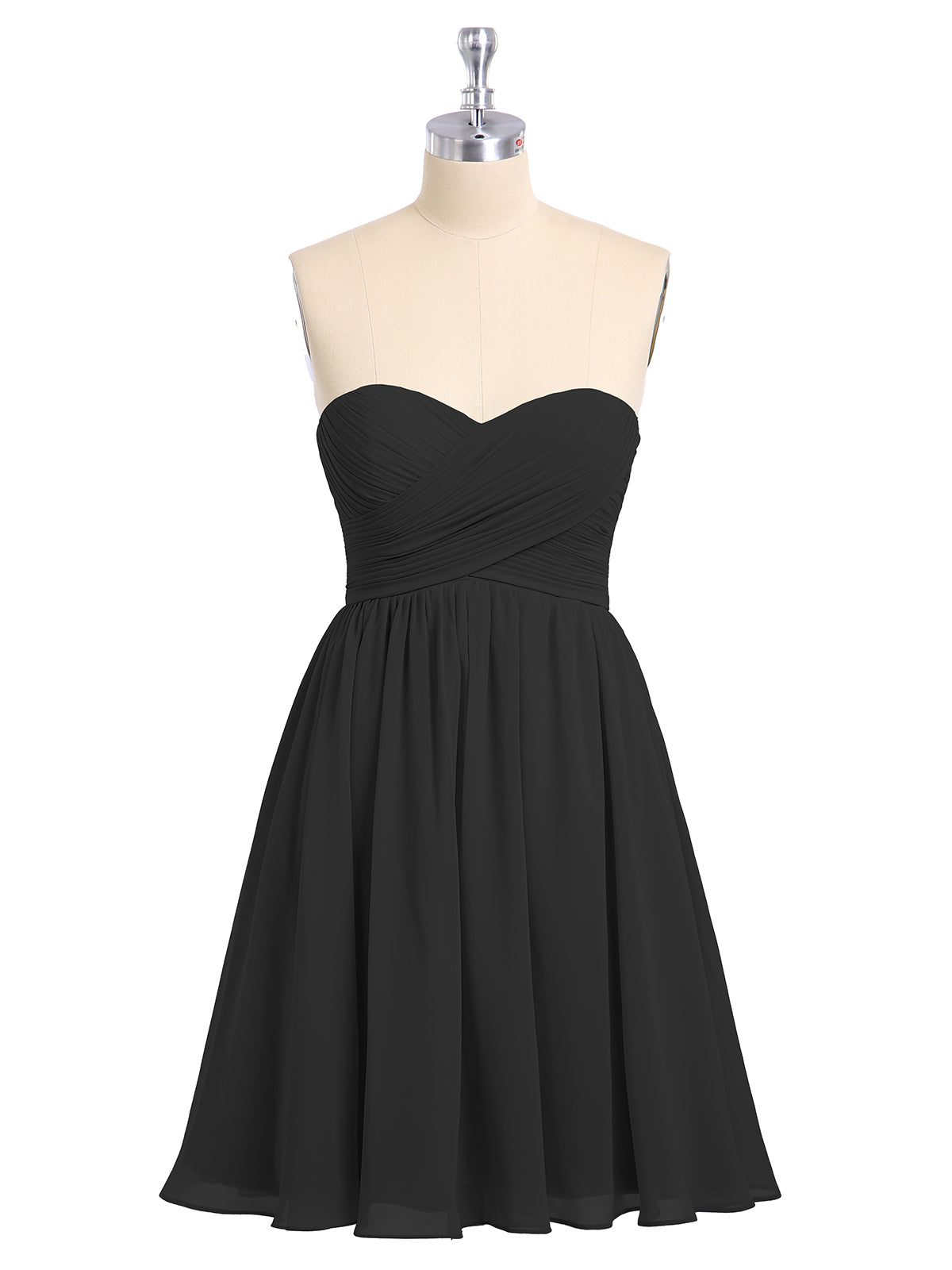 Strapless Mini Chiffon Dresses with Sweethart Plum